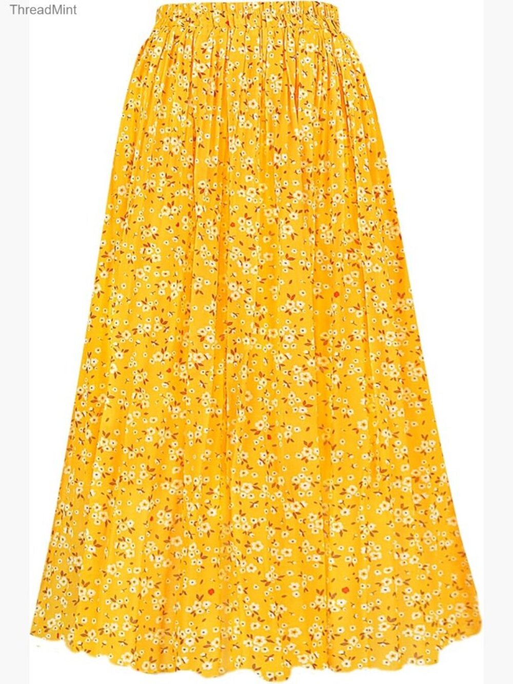 Women's Chiffon Pleated Midi Skirt Elastic High Waist A-line Flowy Casual Party